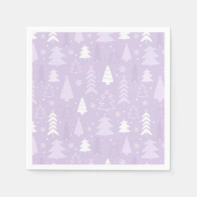 Purple Lavender Trees Winter Christmas Napkin (Front)