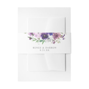 Purple Lavender & Violet Floral 3 Invitation Belly Band