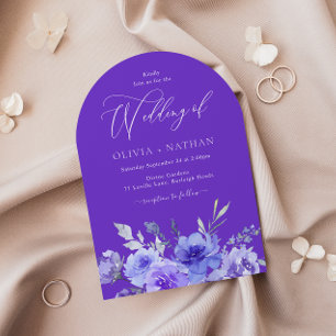 Purple Lavender Violet Floral Arch Wedding Invitation