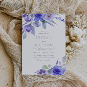 Purple Lavender & Violet Floral Wedding  Invitation