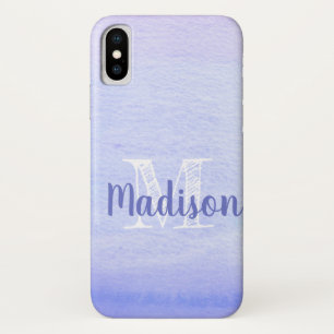 Purple Lavender Watercolor Cute Initial Name iPhone X Case