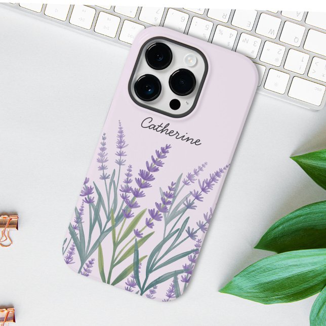 Purple Lavender Watercolor Floral Case-Mate iPhone Case (In situ)