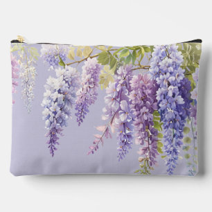 Purple lavender watercolor floral wisteria lilac accessory pouch