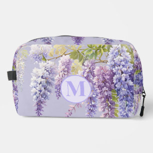 Purple lavender watercolor floral wisteria lilac dopp kit