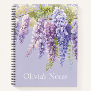 Purple lavender watercolor floral wisteria lilac notebook
