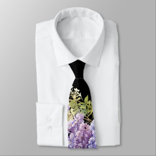 Purple lavender watercolor floral wisteria lilac  tie