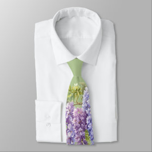 Purple lavender watercolor floral wisteria lilac  tie