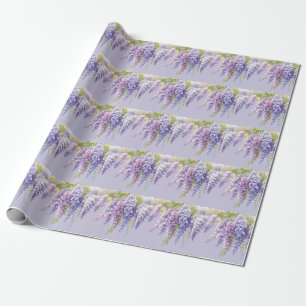 Purple lavender watercolor floral wisteria lilac wrapping paper