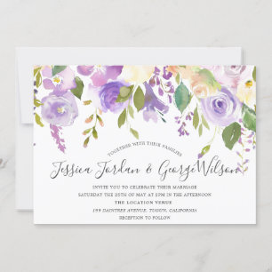 Purple Lavender Watercolor Flowers Wedding Invite