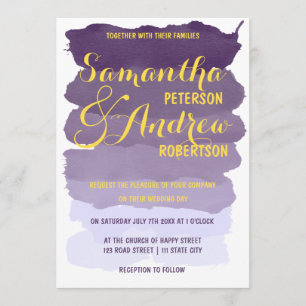 Purple lavender watercolor ombre Wedding Invitation