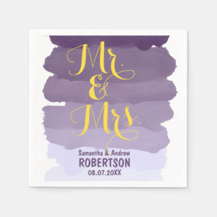 Purple lavender watercolor ombre wedding napkin