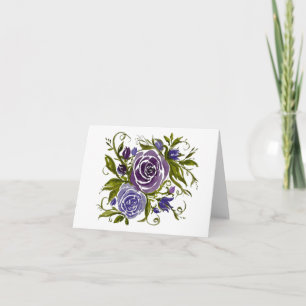 Purple lavender watercolor roses - blank inside card