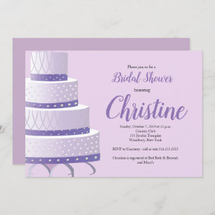 Purple Lavender Wedding Cake Bridal Shower Invitation