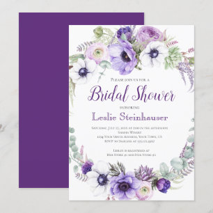 Purple Lavender White Floral Bridal Shower   Invitation