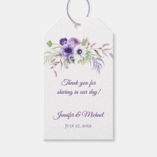 Purple Lavender White Floral Wedding Thank You   Gift Tags