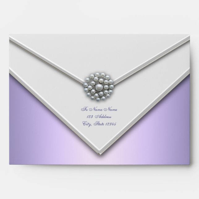 Purple Lavender White Pearl Purple Envelopes (Front)