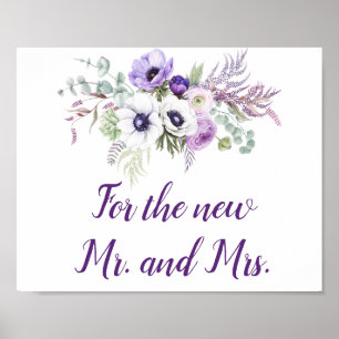 Purple Lavender White Wedding Cards & Gifts Sign