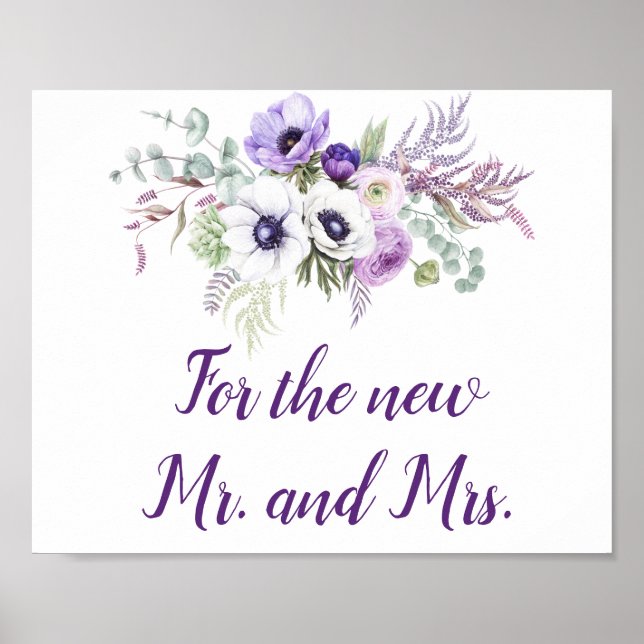 Purple Lavender White Wedding Cards & Gifts Sign (Front)