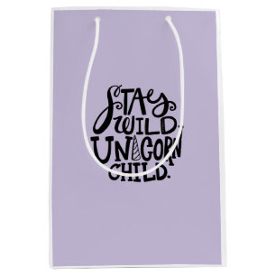 Purple Lavender Wild Unicorn Birthday Medium Gift Bag