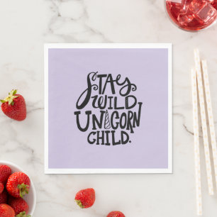 Purple Lavender Wild Unicorn Birthday Napkin