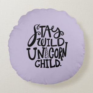 Purple Lavender Wild Unicorn Round Cushion