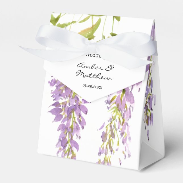 Purple Lavender Wisteria Wedding Favour Box (Front Side)