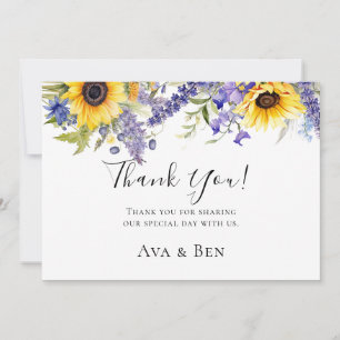Purple Lavender with Sunflowers Thank You Cards