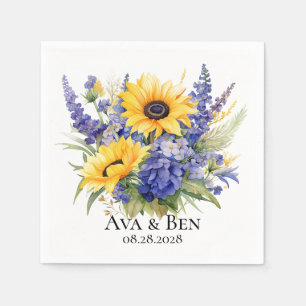 Purple Lavender with Sunflowers Wedding Napkin
