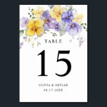 Purple Lavender Yellow Bright Dusty Floral Wedding Table Number<br><div class="desc">Purple Lavender Yellow Bright Dusty Floral Wedding Table Number. Beautiful floral wedding table number card featuring watercolor flowers in purple lavender and bright yellow. You can personalise the wording,  font style,  colour and size in front and back of the cards. Please fell free to contact me for matching items.</div>
