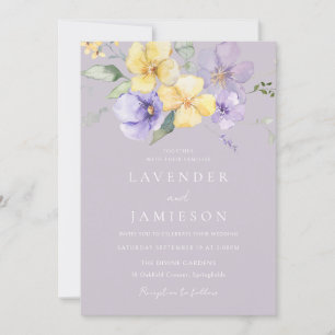 Purple Lavender & Yellow Floral Wedding Invitation