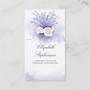 Purple Lavenders Elegant Floral Watercolor Business Card