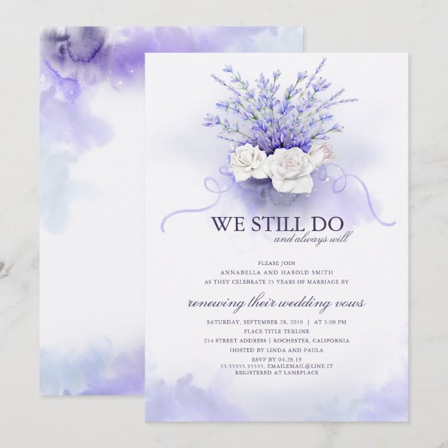 Purple Lavenders "We Still Do" Wedding Anniversary Invitation (Front/Back)