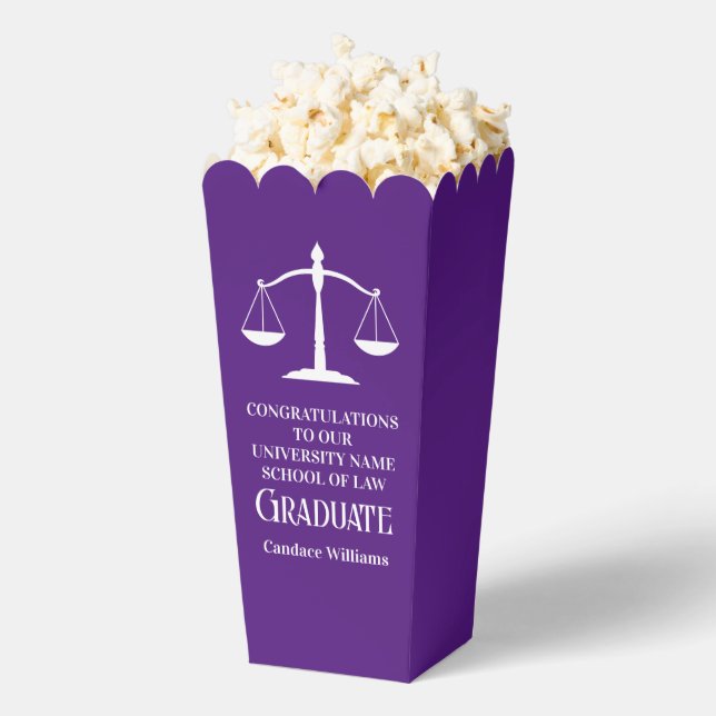 Purple Law School Custom Graduation Party Popcorn Favour Box (Popped)