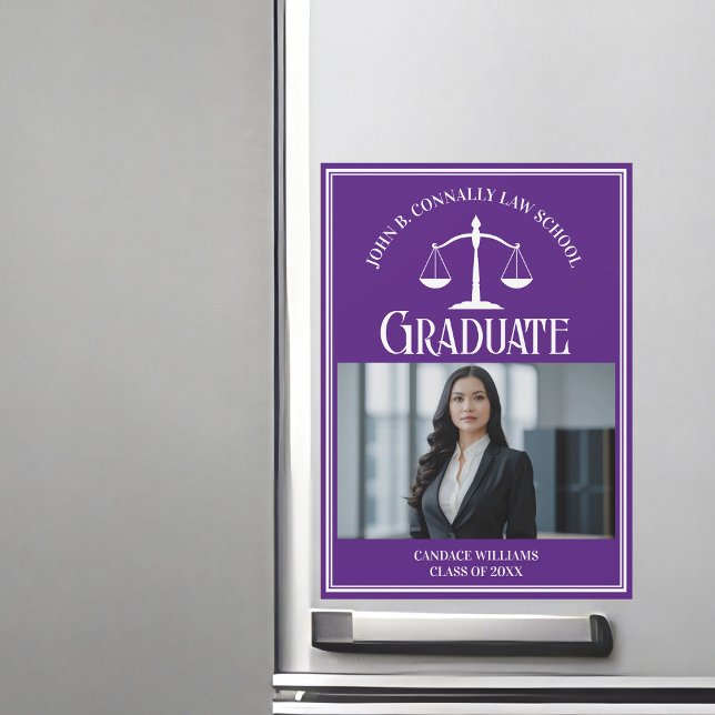 Purple Law School Photo Graduation Magnet Card (Creator Uploaded)