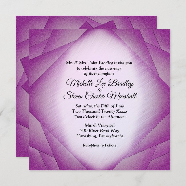 Purple Layers Wedding Invitations (Front/Back)