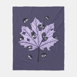 Purple Leaf Creepy Eyes – Spooky Gothic Nature Fleece Blanket
