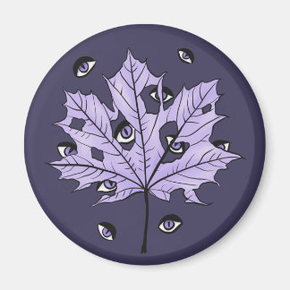 Purple Leaf Creepy Eyes – Spooky Gothic Nature Magnet