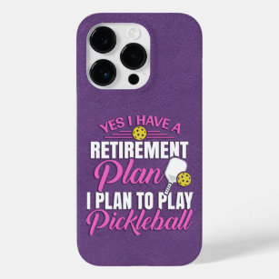 Purple Leather Funny Pickleball Case-Mate iPhone 14 Pro Case