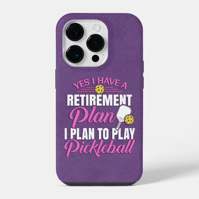 Purple Leather Funny Pickleball iPhone Case (Back)