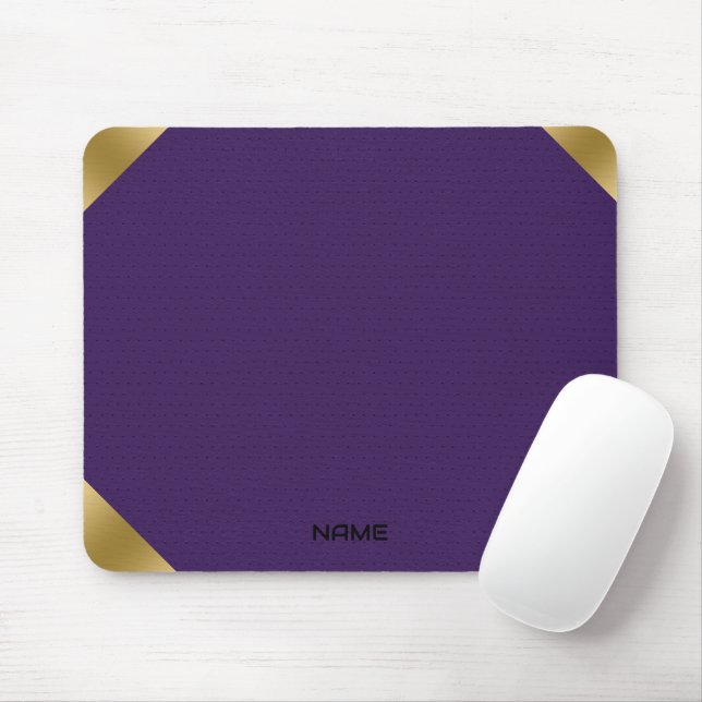 Purple leather image print with gold accents mouse mat (With Mouse)