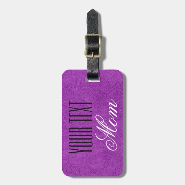 Purple Leather Luggage Tag (Front Vertical)