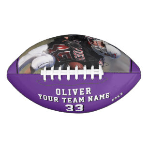 Purple Leather Print Player Name Number Team Photo American Football