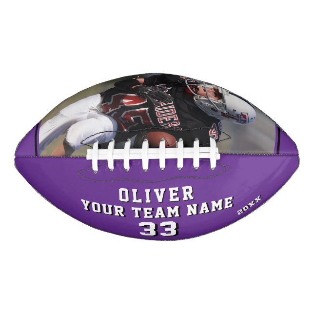 Purple Leather Print Player Name Number Team Photo American Football (Front)