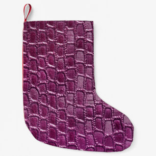 Purple leather texture small christmas stocking