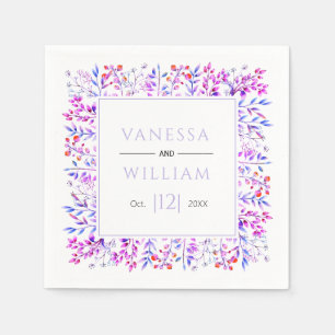 Purple leaves and berries lavender winter wedding napkin