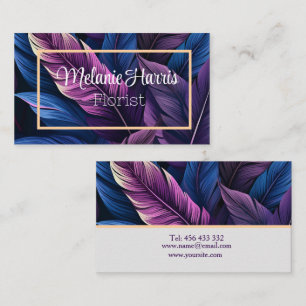 purple leaves feathers botanical business card