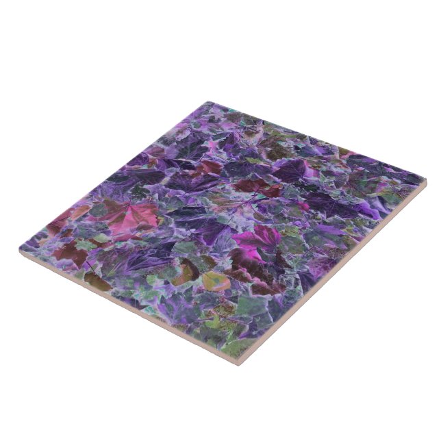 Purple Leaves Foliage Nature Pattern Tile (Side)