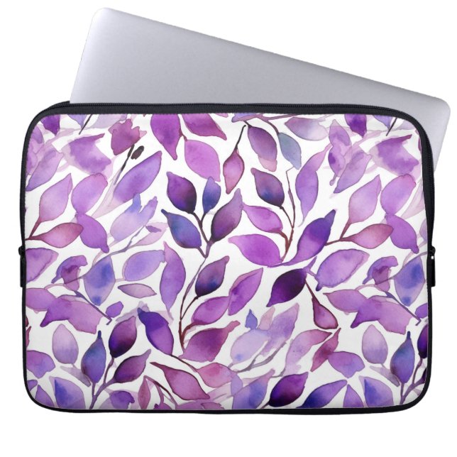 Purple Leaves Laptop Sleeve (Front)