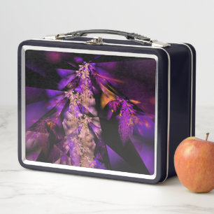 Purple leaves metal lunch box