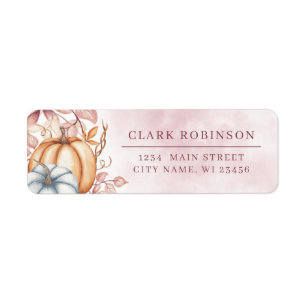 Purple Leaves Orange Pumpkin Return Address Label